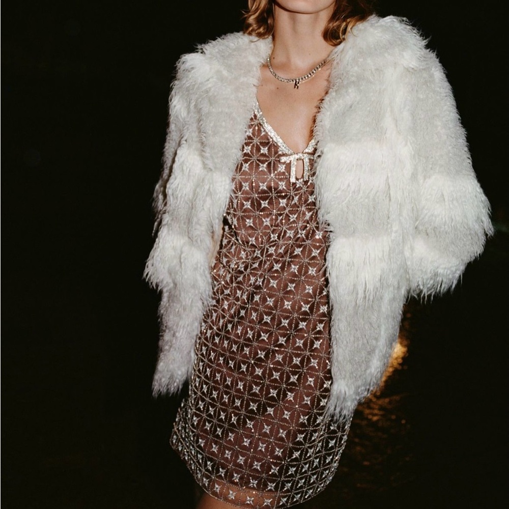SAYLOR Chocolate Beaded Sequin Mini Dress - Picture 2 of 5